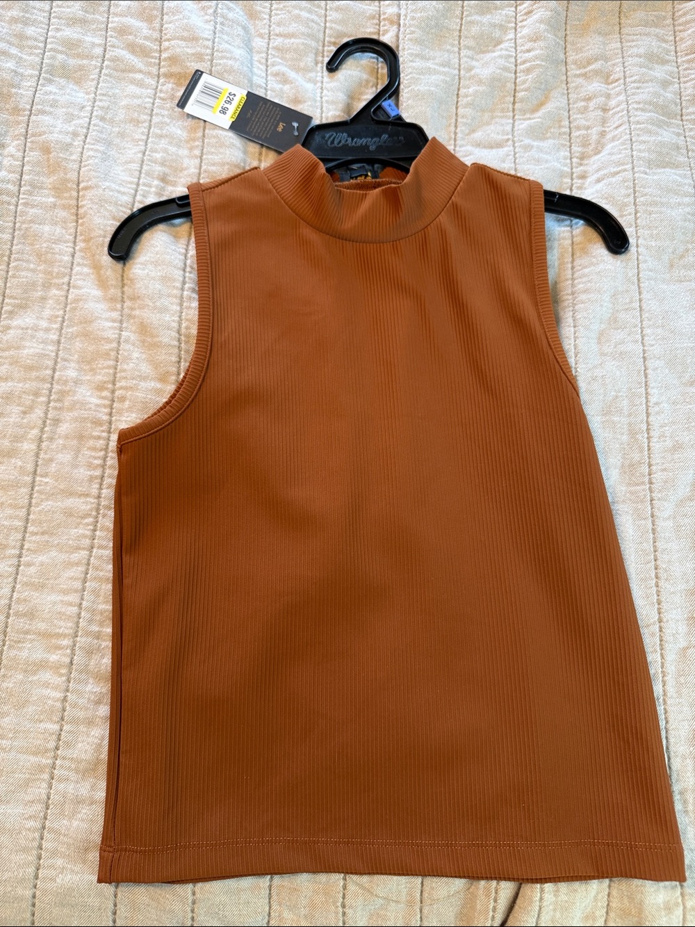 Lee Women's Mock Neck Ribbed Tank Top - Rust